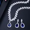 Silver Color Bridal Jewelry Sets Cubic Cyrkon Naszyjnik Ślubny i Kolczyki Luksusowa Kryształowa bransoletka mody,