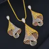 GODKI 2020 nouveau luxe géométrique Noble Super complet Micro pavé cubique Zircon robe de fiançailles collier boucle d'oreille bijoux cadeau H1022