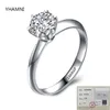 Z certyfikatem Luksusowy Solitaire 2.0CT Cyrkonowy pierścień Diamentowy 925 Solid Silver 18k Białe złote obrączki dla kobiet CR168