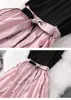 2024 Summer Sleeveless V Neck Black Pink Contrast Color Chiffon Belted Panelled Mid-Calf Dress Elegant Casual Dresses 1A1984383