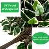 12 pcs Artificial Variegated Ficus deixa árvores Greams Greenery Indoor Planta Ao Ar Livre para Office House Farmhouse Decoração de Jardim Home (Branco Verde)