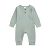 Nouveau-né infantile bébé garçon fille coton barboteuse tricoté rayure printemps automne vêtements combinaison vêtements solides