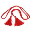 装飾されたウエストチェーンベルトレディースドレスコルセット薄いストラップ女性の女の子民俗カスタムタッセル編組ベルト
