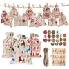 Storage Bags Decoration Gift 24 Numbers Stickers 24Pcs Christmas Filling Candy