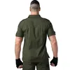 Мужская рубашка хаки с коротким рукавом военная рубашка мужская блузка пилот камуфляж двойной карманный свободная армия зеленая модель мужская рубашка 210518