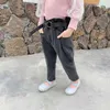 Autumn Toddler Girl Pants High-waist Jeans Girls Flower Bud Children's Elastic Shoe 210702