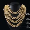 Mens 20mm tung isad Miami Cuban Link Chain CZ Rapper Crystal Necklace Choker Bling Hip Hop Jewelry Gold Silver Color Chains251V