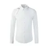 Merk Business Metal Buckle Ribbon over de schoudermannen shirt met lange mouwen slanke chemise homme high-end mannelijke shirts