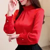 Style coréen femmes Blusas Mujer De Moda automne solide soie à manches longues hauts bureau travail Blouse 5713 50 210506