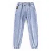 Lente herfst stretch rechte jeans slanke vrouwen hoge taille harem denim broek elastische vriendje Korean Jogger 211129