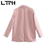Streetwear Casual All-Match rosa Blazer Donne Blazer Allentati e Giacche Manica lunga Lady Suit Coat Spring 210427