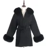 Women's Fur & Faux Winter Jacket Women Natural Collar Cashmere Wool Blends Outerwear Streetwear Oversize2022 Real Coat