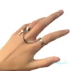 Doppi anelli a catena a doppia finger per donne anello set nappa croce gioielli punk da donna moda hiphop 6cm