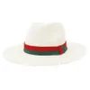 패션 페도라 밀 짚 모자 야외 여행 휴가 태양 그늘 파나마 재즈 짚 비치 모자 남성 여성 태양 보호 큰 모자