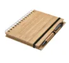 NEWSpiral Notebook Holz Bambus Cover mit Stift Student Umweltnotizblöcke Großhandel Schulbedarf EWA6434