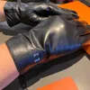 Diseñador de letras de ocio Hombres Guantes de cuero más terciopelo Grueso Mitones cálidos Ciclismo al aire libre Conducción Invierno Manopla de alta calidad con caja de regalo