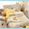 Fournitures de literie Textiles Maison JardinEnsembles de literie Feuille tropicale grise 4 pièces Ensemble de lit Dessin animé Couette Enfant Draps et taies d'oreiller adultes Comf