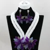 Ohrringe Halskette Erstaunliche lila afrikanische Frauen Hochzeit Brautschmuck Sets Blume Brautjungfer handgefertigte Perlen Set QW237