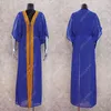 Bikini Cover-Ups Blue Bohemian Embroiedred Chiffon Long Kimono Cardigan Plus Size Women Beach Wear Bad Suit Cover Up Q1006 210420