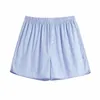 Casual Women High Waist Split Gaffel Shorts Sommar Mode Ladies Office Minimalism Kvinna Striped 210515