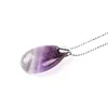 Natural Gem Stone Water Drop Necklaces Pendants Tiger Eye Lapis Lazuli Clear Crystal Opal Reiki Healing Jewellery Gift