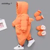 Newborn Jumpsuit Clothes 2021 New Toddler Swan Cartoon Romper Thicken Warm Cute Baby Down Coat for Girl Infant Clothes 0-24Month H0909