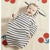 B83H31 Cobertores nascidos Coberturas de malha coelho Orelha de bebê POGIA Bunny Style Swaddle Wrap 210417