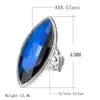 Kinel Arrivi Anelli di cristallo di vetro blu di lusso per le donne Anello nuziale vintage color argento Regalo di Natale Gioielli punk