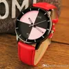 Woman student fashion watch Simple Quartz Wristwatch sportscar style Red White Black PU band girl Casual sports watches unique Gift clock