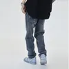 IEFB Streetwear Spring Summer Trend Black Jeans Bone Print Light Medium Waist Straight Denim Causal Pants 9Y7101 210524