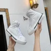 Makro renylon gebürstete Leder-Sneakers Designer Männer Schuhe Frauen Schwarzweiß High-Top Leichter Schaumstoff Sohle Top-Top-Trainer flache Baumwoll-Schnüre-up-Freizeitschuh