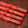 Event Festive Party Supplies Home Gardenclassic Design Bois Chinois Rouge Double Bonheur Et Dragon Baguettes De Mariage Faveur Avec Sac Cadeau