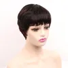 Parrucche sintetiche corto dritto ombre capelli castani con frangia per le donne nere a strati rasoio naturale bob