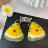 Keychains Lanyards Keychains Fluffy Keyring Female Bag Hang Pendant Key-Chains Car Watermelon Fruit-Bag Real Rex Fur Accessories