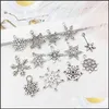 Charms Sieraden Bevindingen Componenten Luxe Merk Ketting Gemengde Kerstmis Sneeuwvlok Pendants Fit voor Armband Die DIY Handgemaakte Antieke S maken