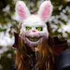 Masker skrämmande blodig bunny varg plysch mask halloween fest cosplay kostym rekvisit läskigt huvud för barn vuxna