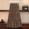 Hög midja kjolkvinnor vintage blommig tryckta casual koreanska XL-4XL pläterade damer mode maxi retro kjolar B13306X 210416