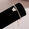 Elegante brazalete de la mariposa acrílica para las mujeres rosa color púrpura color coreano dulce niña cadena de cristal joyería de la mano regalos de boda