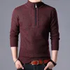 Designer masculino camisola de gola alta sólida casual fino ajuste pullovers masculino marca meio zíper grosso camisola de malha pullovers plu