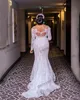 African Mermaid Wedding Dresses Sheer Long Sleeve Lace Fashion Bridal Dress Second Reception Gowns vestido de novia