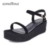 Sophitina lederen zomer dames sandalen enkel gesp fashion wilde dame schoenen ronde neus comfortabel platform vrouwelijke schoenen AO247 210513