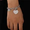 Bracciale cuore in acciaio inossidabile per donna Femme Fashion Braccialetti con ciondoli a catena color argento Braccialetti Coppia gioielli Regali