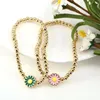 Catena a maglie 2022 Fiori a margherita colorati Dichiarazione di fascino del braccialetto di perline dorate per le donne Gioielli da spiaggia estivi della Corea Inte22