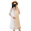 Moderskapskläder kvinnor gravida klänningar koreanska kort ärm graviditetskläder moderskap set kläder mammklänningar