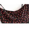 Vintage-Chiffon-Blumen-Boho-Dress Sexy rückenfreies Midi-Sommer-elegantes schwarzes Strand-Party-koreanisches Kleid 210623