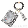 PU Leather Bracelet Card Package Keychain Party Favor Tassels Bangle Key Ring Card Bags Silicone Beaded Wristlet Keychains