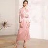 Vêtements de nuit pour femmes HNMCHIEF Robes en soie + chemise de nuit deux pièces de luxe femmes Sexy dentelle col en v Robe de nuit à manches longues Satin chemise de nuit