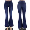 Плюс размер женщины вспышки джинсы весенние мода с низкой талией тощий колокольчик нижняя женщина винтажная широкая нога джинсовые штаны уличные 210720