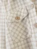 Vtaige surdimensionné Plaid Veste femmes Tweed manteau À Manches Longues et veste femme épais coréen Survêtement 210521