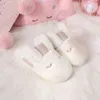 New Fashion Autumn Winter Women Home Cotton Slippers Rabbit Ear Indoor Floor Slippers Warm Men Shoes Couple Cute Plush Slippers Y1206